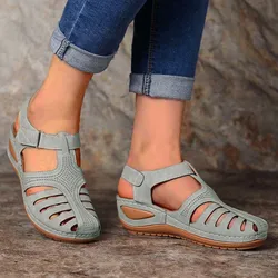 Sandalias antideslizantes para mujer, zapatos de cuña, calzado suave, playa, Verano