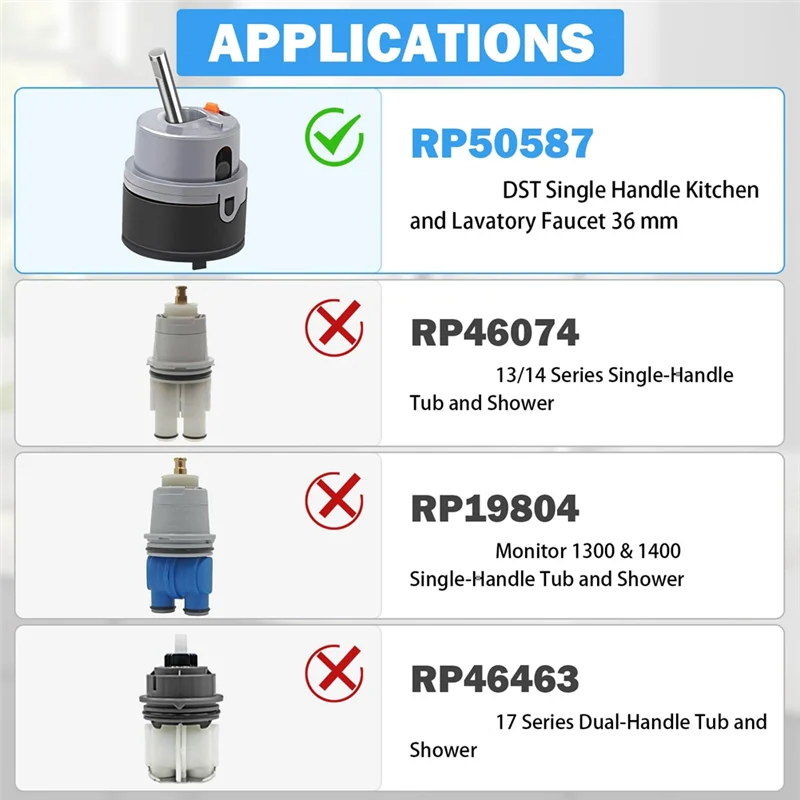 RP50587 لخرطوشة صنبور دلتا، إصلاح مقبض واحد متوافق مع DST، خرطوشة الصمام ومفتاح ربط سداسي للمطبخ-B61B
