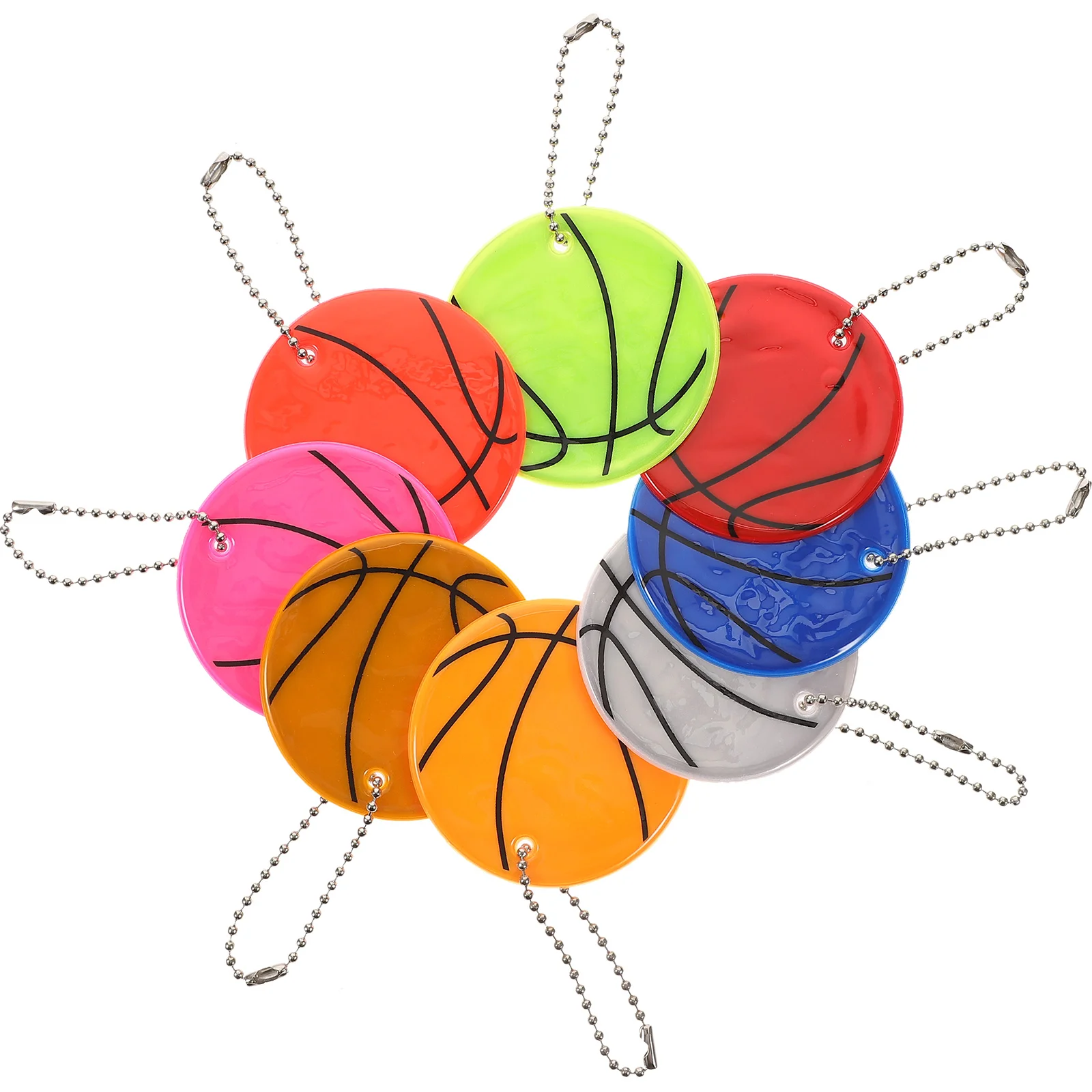 8 Pcs Basketball Reflective Pendant Vests Orange Visibility Reflector Keychains Mini Child