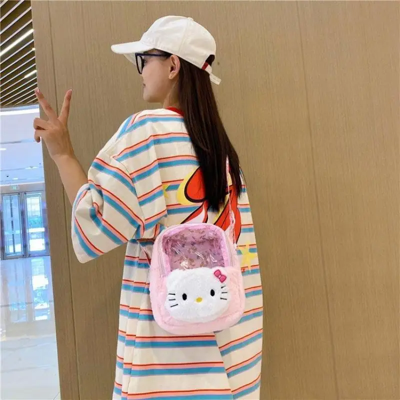 

Ins Pvc Sanrios Hello Kittys Crossbody Bag Cartoon New Doll Bag Large Capacity Girl One Shoulder Crossbody Bag Anime Figure