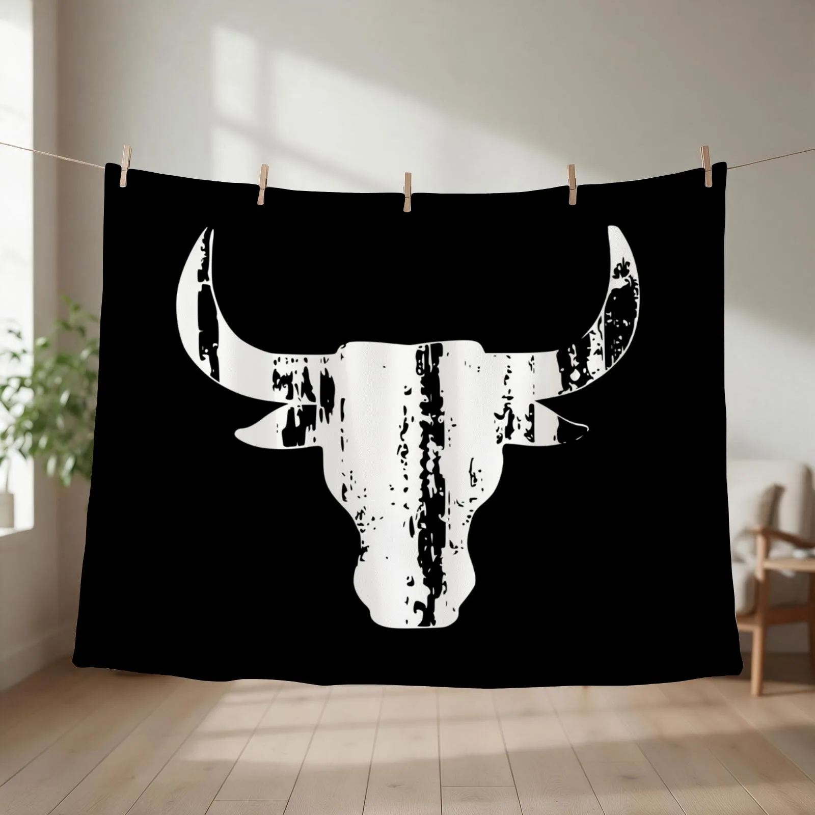 bull head horns vintage Throw Blanket Thermals For Travel funny gift halloween Blankets For Sofas Blankets
