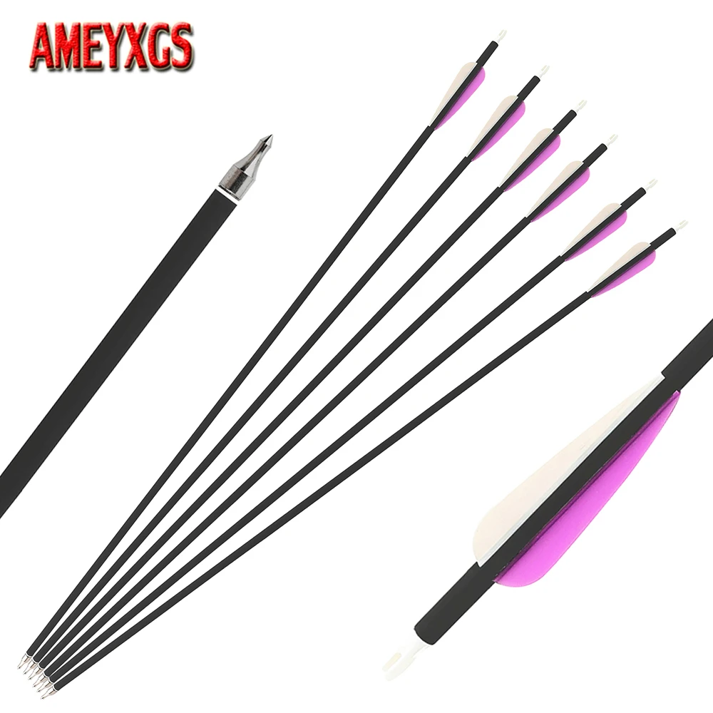 

6/12pcs Spine 500 Archery Arrows 31.5inch Carbon Arrow 3inch Rubber Feather for Compound Recurve Bow and Arrow Shooting Hunting