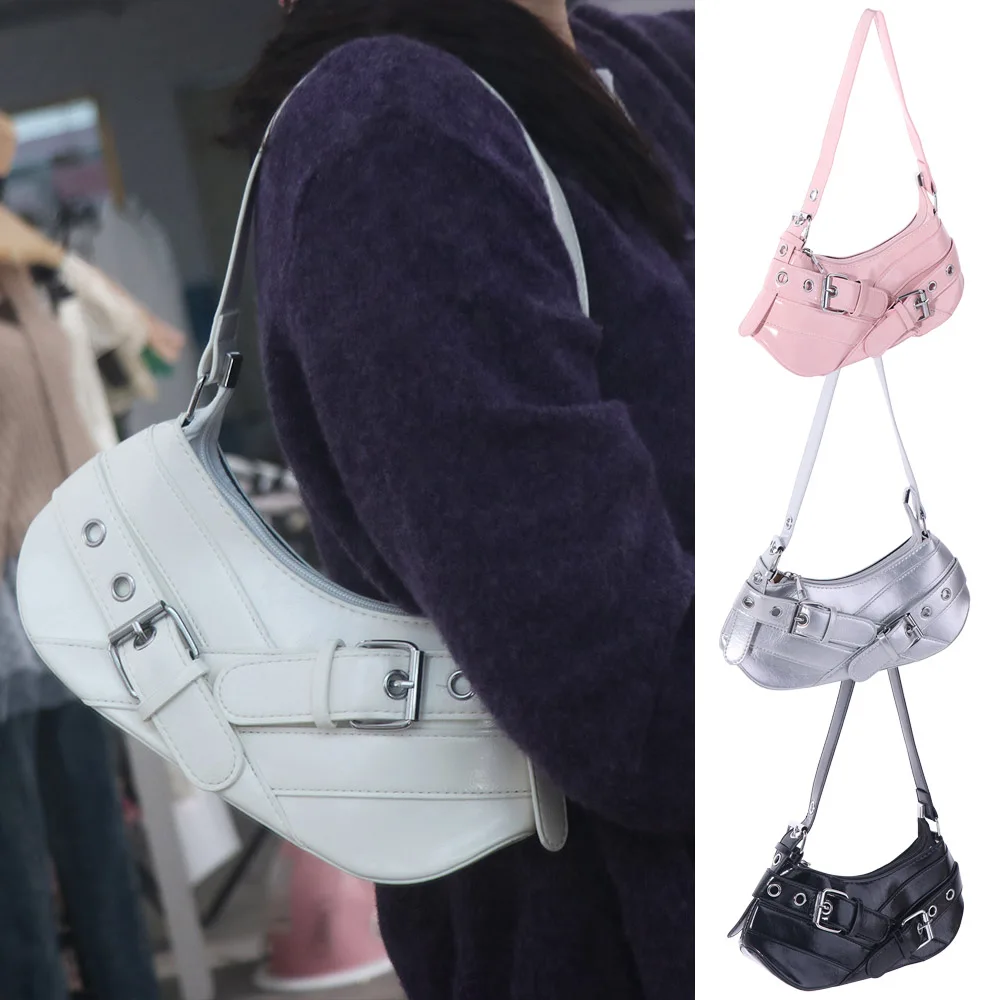 

Винтажный новый дизайн, сумка подмышки с пряжкой на ремне Y2K, готическая сумка на плечо Y2k, повседневная женская сумка в стиле Харадзюку, пряная сумка для девочек