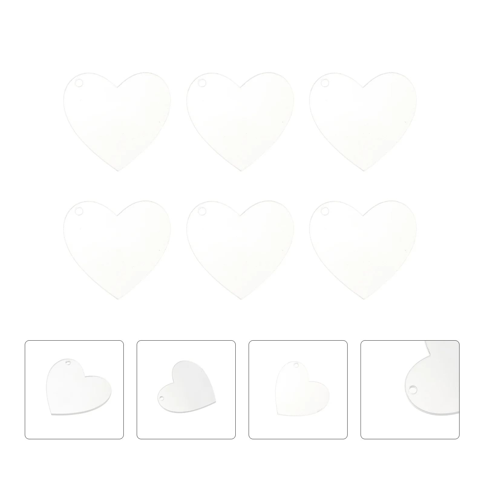 

60Pcs Heart Shaped Acrylic Keychain Blank Pendants Hole DIY Supplies Accessories for Craft Key Holder Decoration