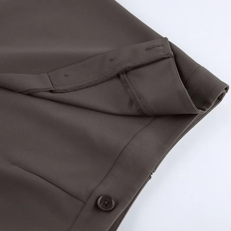2026 Damen Asymmetrischer Wickel-Minirock Neu Elegant mit Knöpfen Hohe Taille A-Linien-Skort für Büro Business Freizeit Alltag – Detail 6