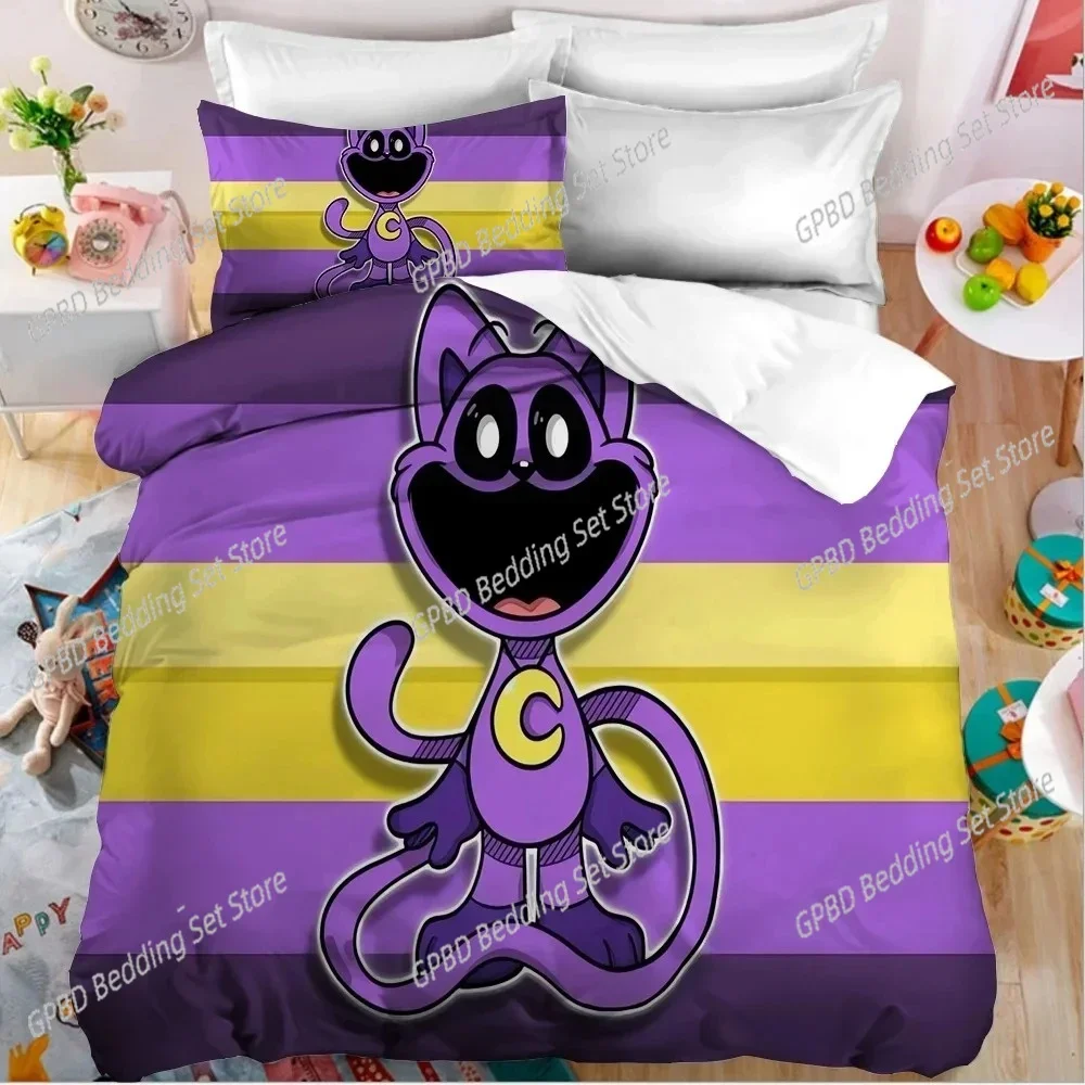 Smilings Critters Bedding Set Duvet Cover with Pillowcase Cartoon Figure Quilt Covering Bedroom Decoration 2pcs Bed Sets Gifts