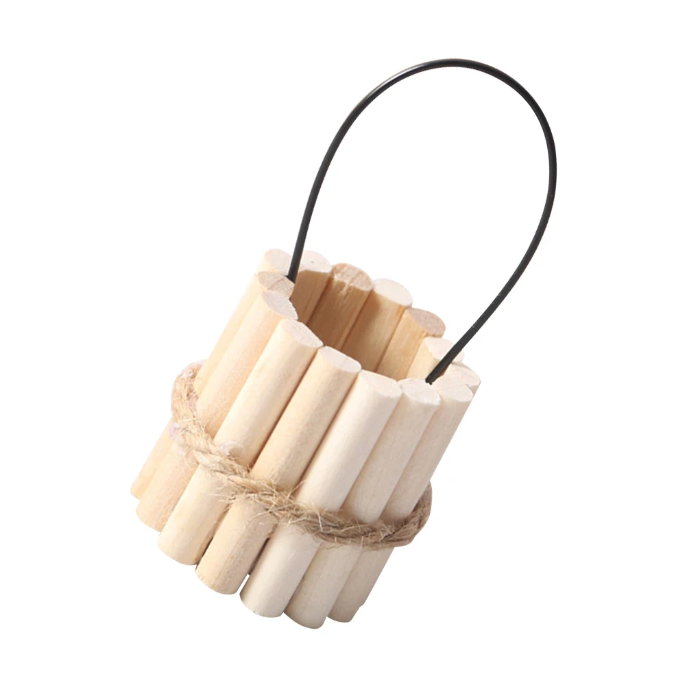 

1pc Wooden Bucket Small Accessory Wooden Bucket Fine Workmanship Lifelike Decoration For Scene