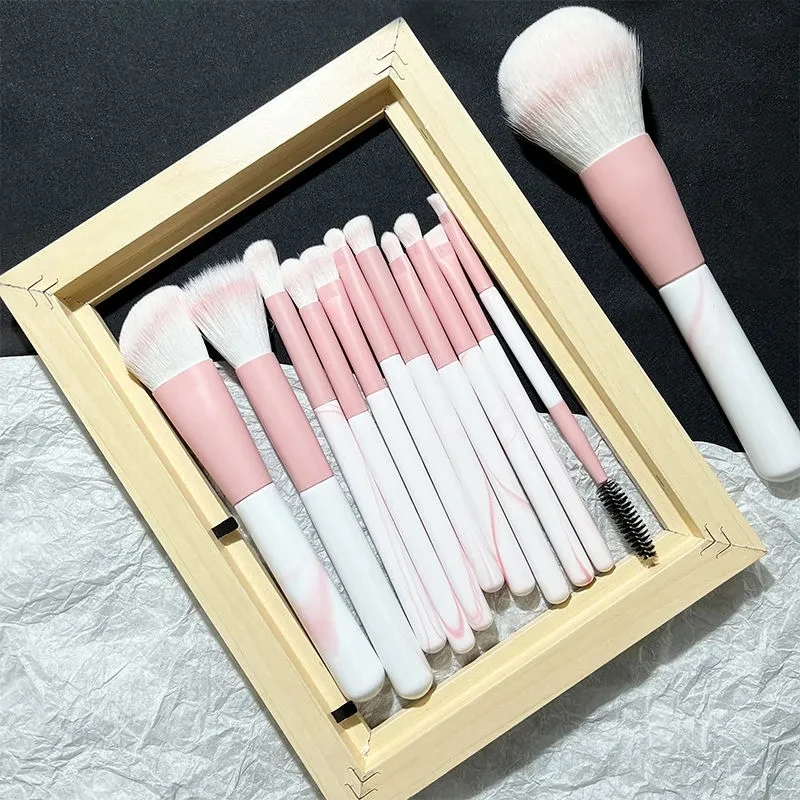 12Pcs Soft Pink Makeup Brushes Set for Cosmetic Beauty Foundation Blush Powder Eyeshadow Concealer Blending Make Up Brush