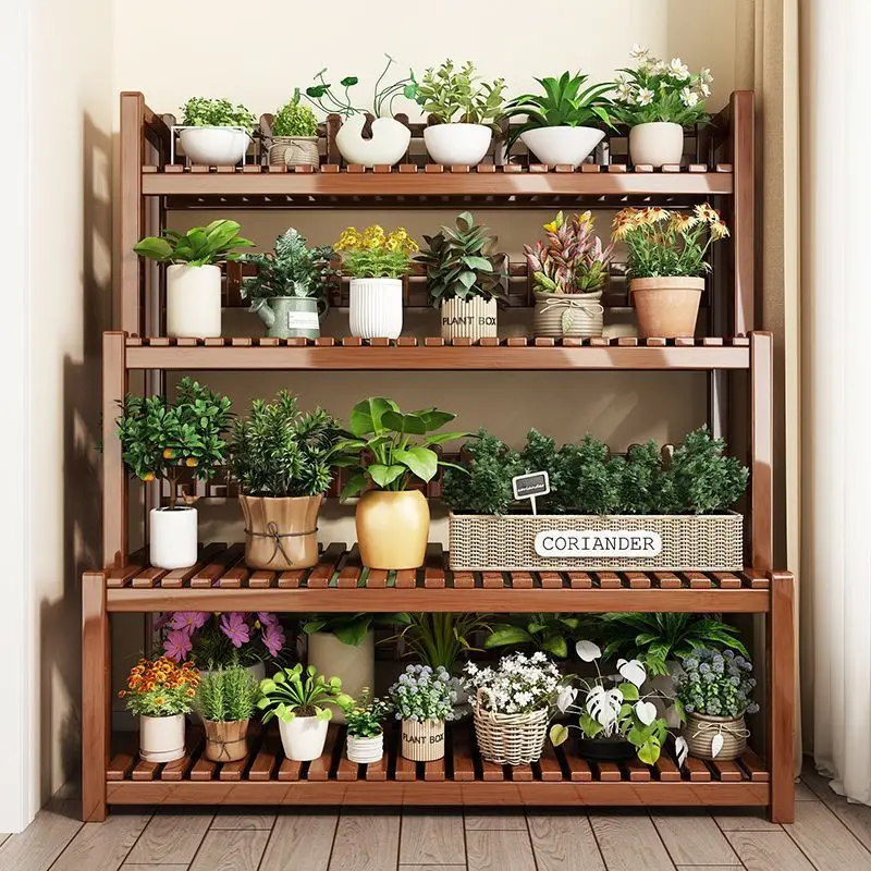 Durable Floor-to-ceiling new stepped movable multi-layer flower pot shelf