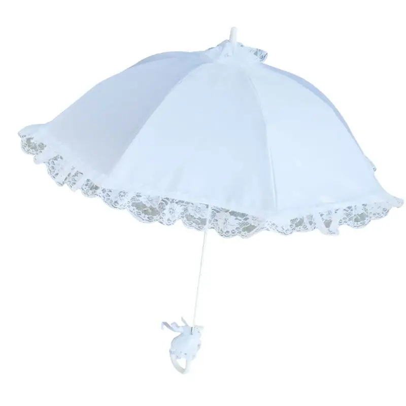 Wedding Bridal Parasol Umbrella Hollow Lace White Romantic Photo Props Decorativ