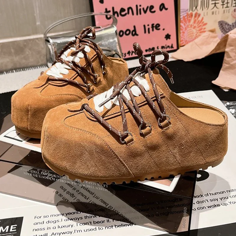 Platform Women's Slippers Spring Flats Casual Mules Shoes Cozy Woman Shoes 2025 New Fashion Brand Designer Walking Zapatos Mujer