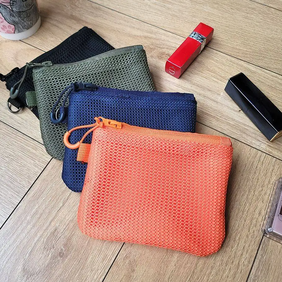 اليابانية مزدوجة سستة شبكة سماعة حماية حقيبة حامل بطاقة النساء والرجال تغيير صغير محفظة نسائية للعملات المعدنية حقيبة سفر