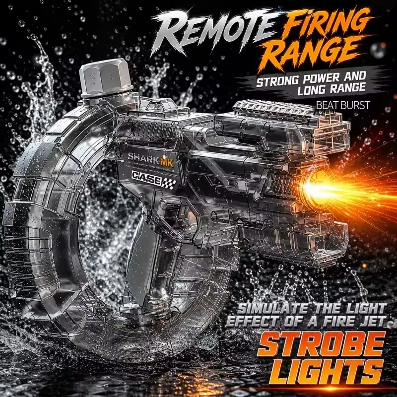 

Electric Water Gun Automatic Continuous Firing Squirt Gun Outdoor Toy Long Range Shooting Water Gun with Lights Swimming Toys