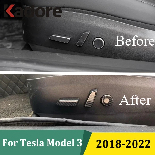 

Для Tesla Model 3 2018 2019 2020 2021 2022 Кнопка регулировки сиденья из углеродного волокна, наклейка на переключатель, накладка, аксессуары для интерьера