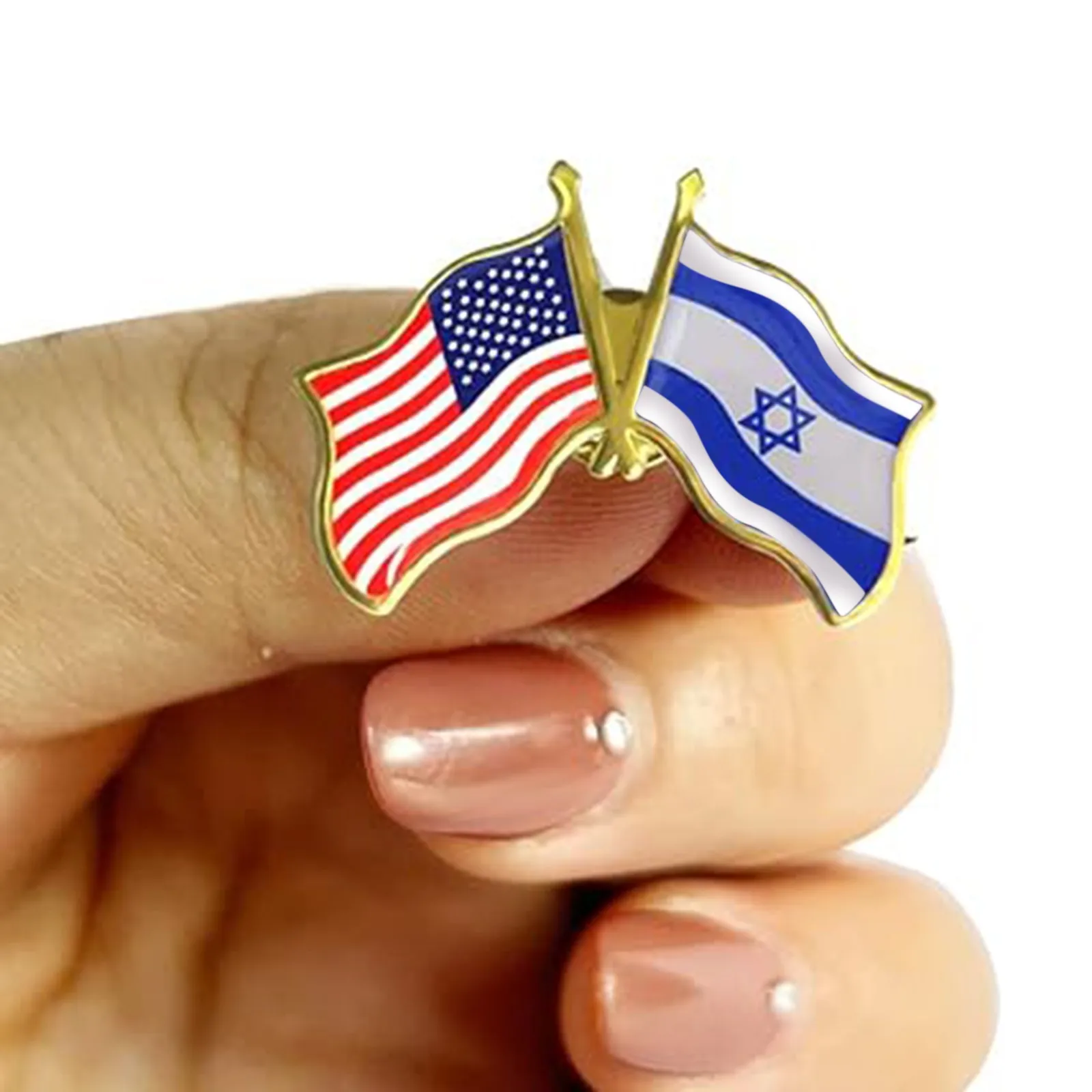 Israel American Flag Pin Brooch Badge Pin Clothing Decor Clothing Accessory The Metal Brooch Badge Not Easily Faded