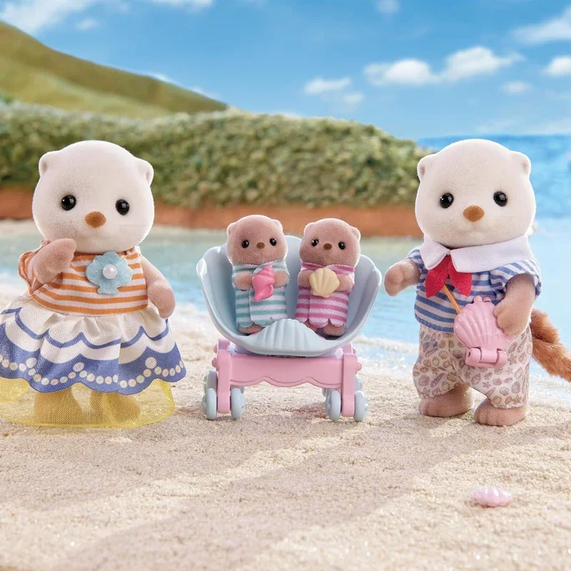 Original Sylvanian Families 2024 Kawaii Children Toys Anime Figure Sea otter family Hot Collectible Doll Birthday Gift For Gril