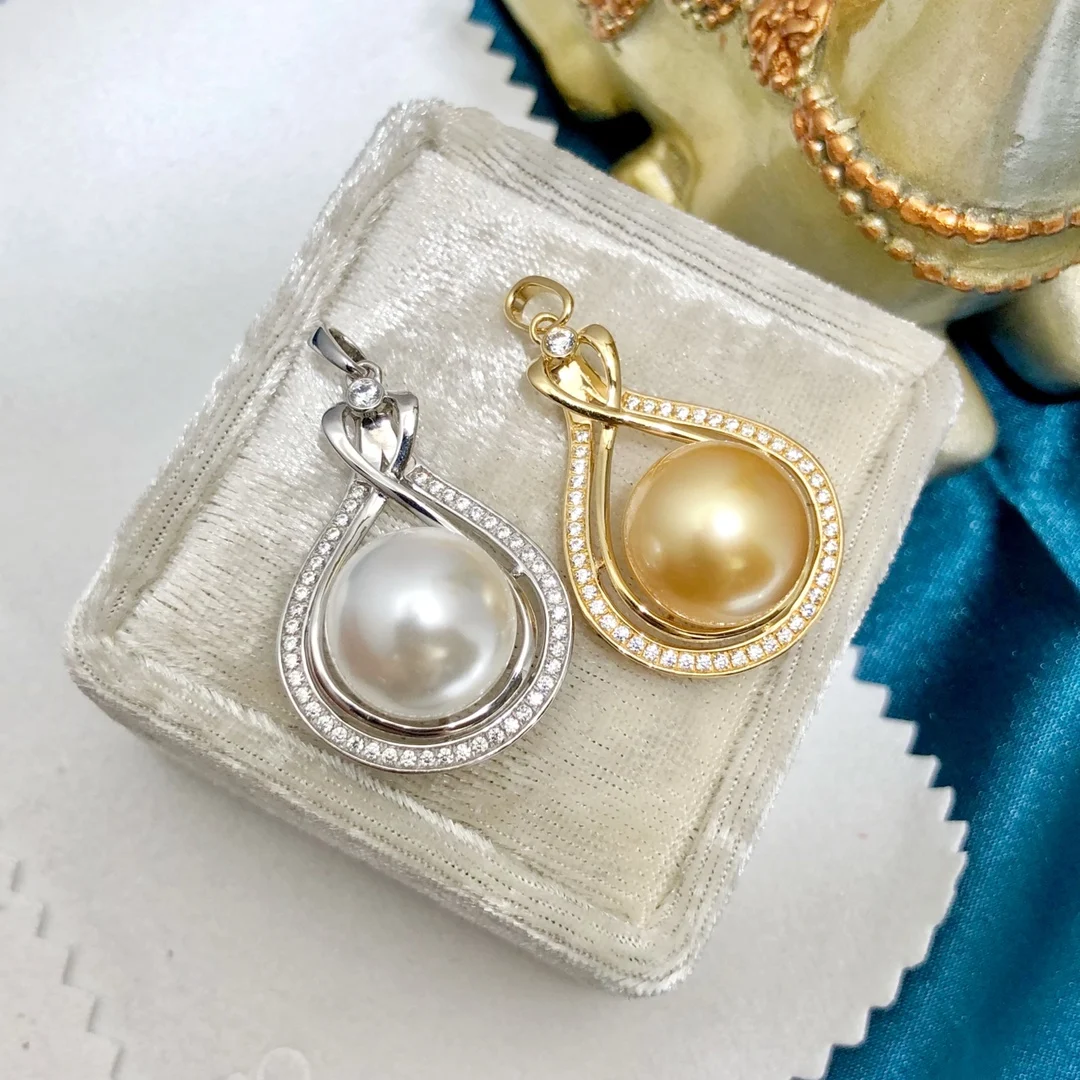 

DIY 18K Pearls Pendants Bases Pedestals Necklaces for Women Not Include Pearls JY