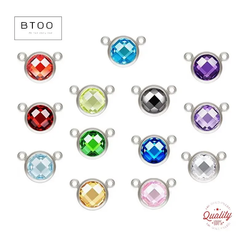 

925 Sterling Silver 6mm Bezel Checkerboard V Connector 3A Double Sided CZ W/2Hole Charms V Components DIY Necklace Charm