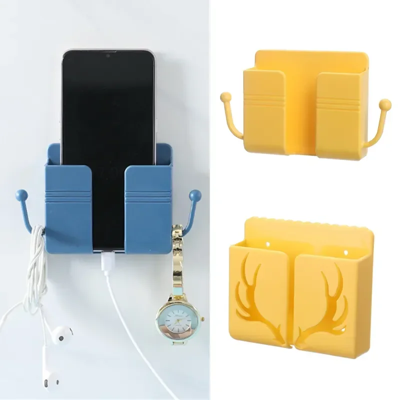 Wall Mounted Storage Box Organizer Remote Control Mobile Phone Plug Holder Rack Multifunction USB Charging Stand Wall Holders