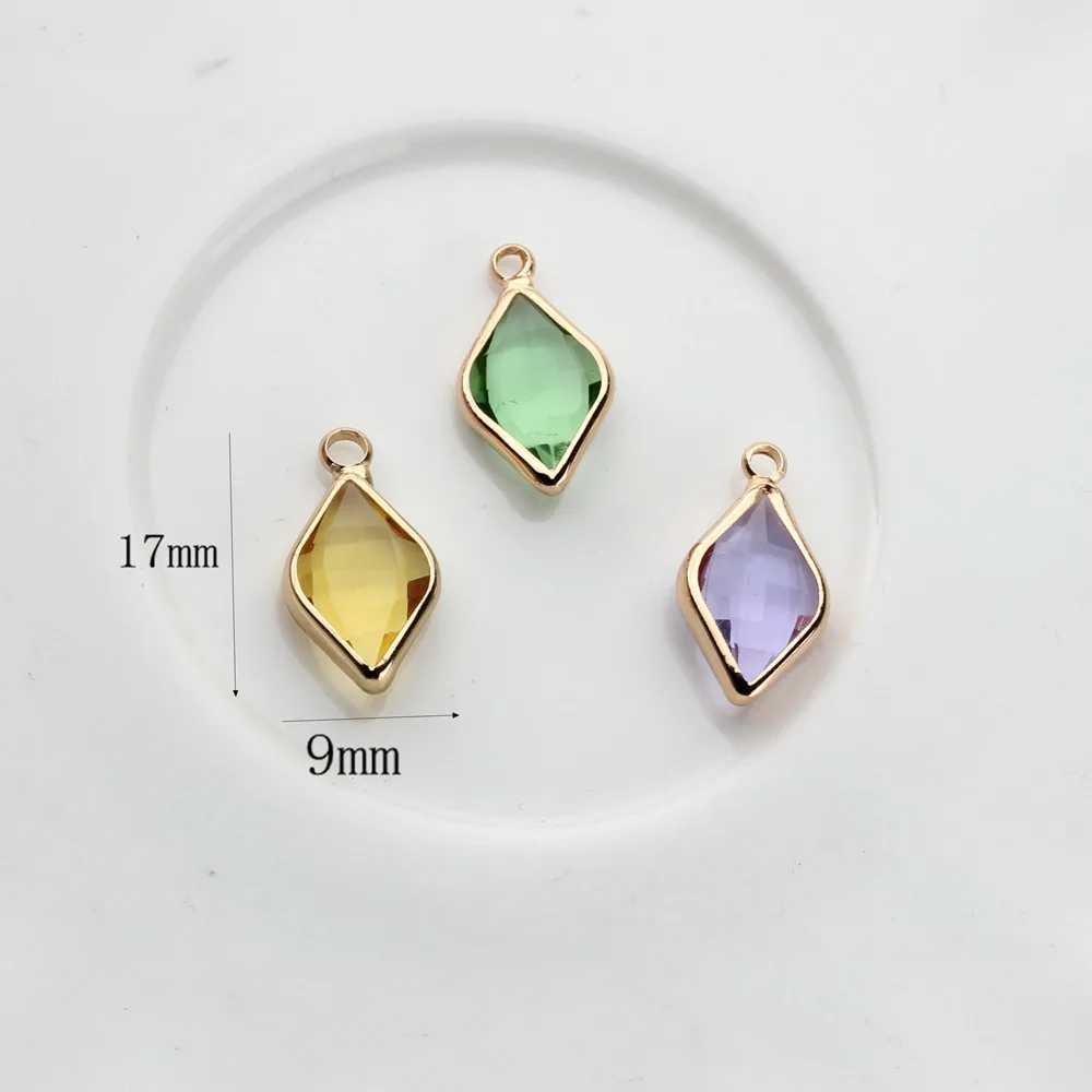 Zinc Alloy Charms with Crystal Glass Edging DIY Pendant for Earrings and Necklaces Jewelry Charms
