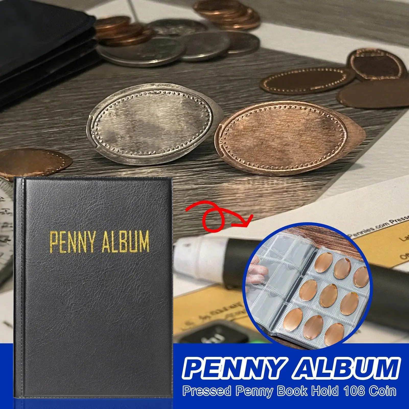 Penny Coin Collection Book Pressed Penny Book Hold 108 Coin Money Storage Organizer Display Supplies For Travel Souvenir