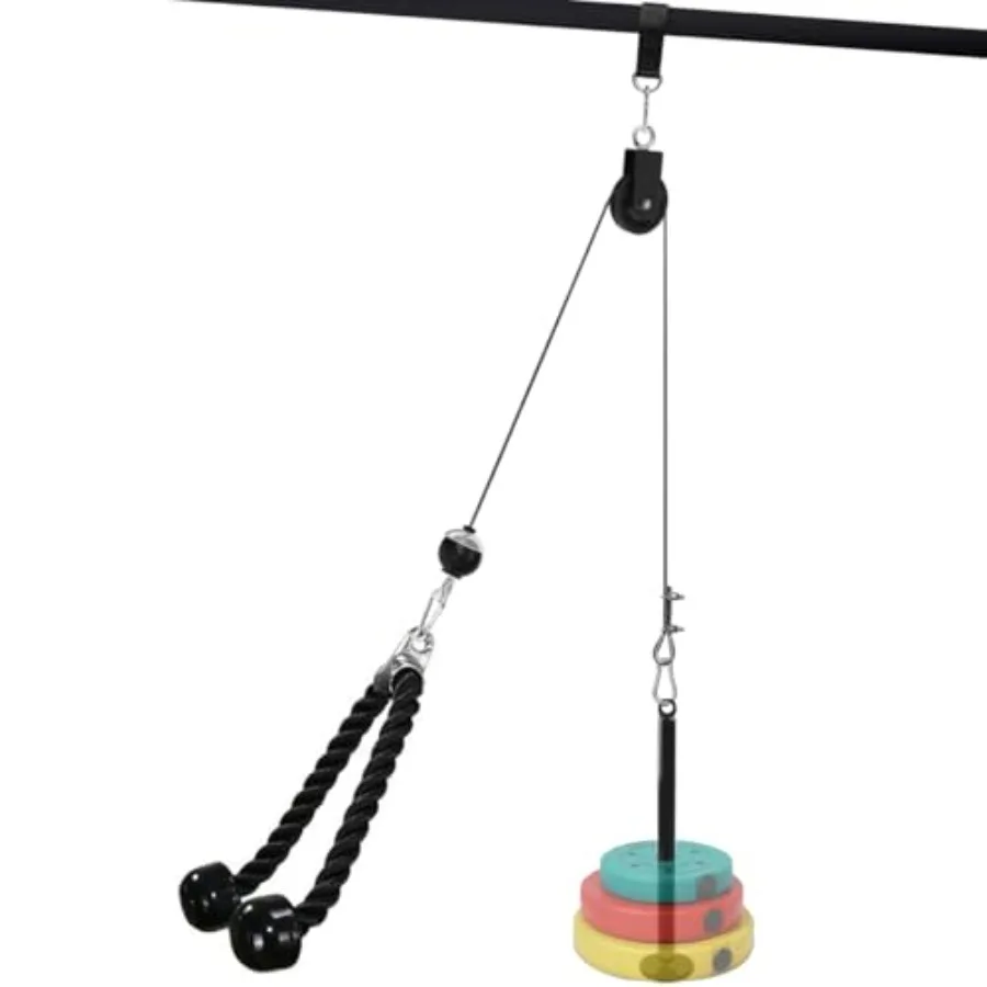 

LAT and Lift Pulley System, Weight Cable hine for Power Cage and Squat Rack, LAT Pulldown Attachments for Triceps Pull Down, Bi