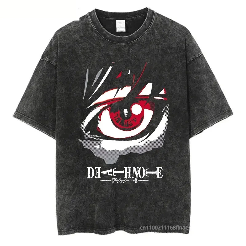 Street Dance Clothing, Printed Anime Washed Short Sleeved T-shirt, Men's and Women's Street Hip-hop Stage Performance Costumes