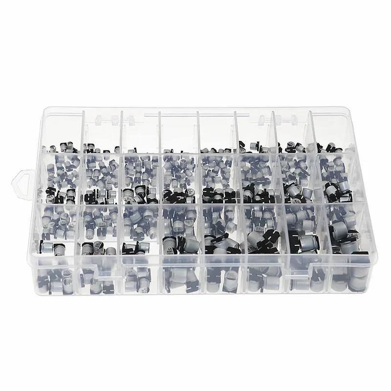 400pcs 24Values 1uF-1000uF Electrolytic Capacitor Assorted Kit 6.3V-50V SMD Aluminum Electrolytic Capacitor set