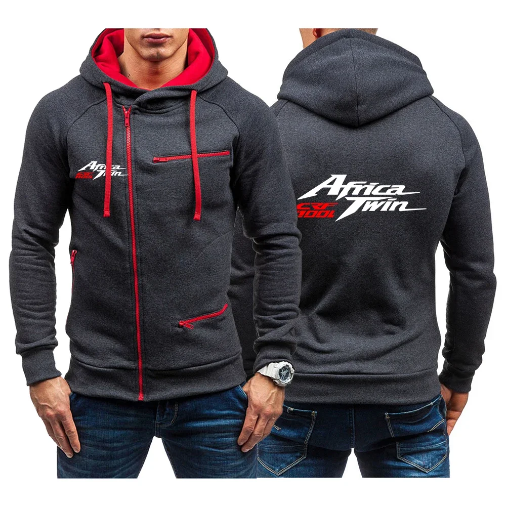 Africa Twin Crf 1000 L Crf1000 New Men Casual Solid Color Hot Sale Four-colour Zipper Sweatshirts Long Sleeve Hoodie Hooded Coat