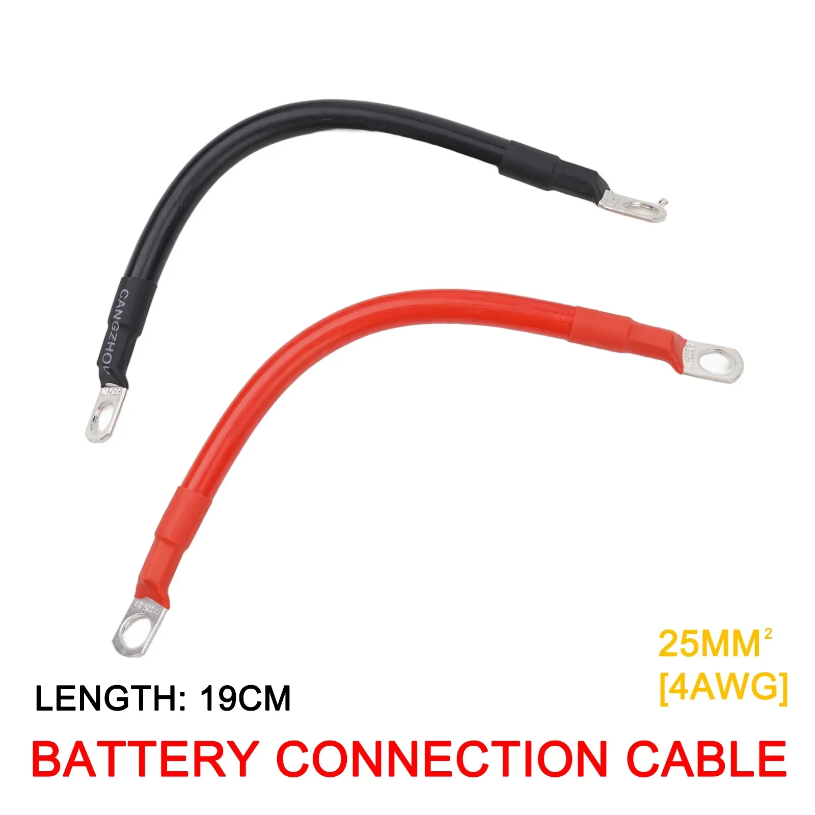 Terminal O Ring Battery Joiner Cable Car Accessories 19CM 12v 4 AWG Copper Wire Positive /Negative Battery Inverter