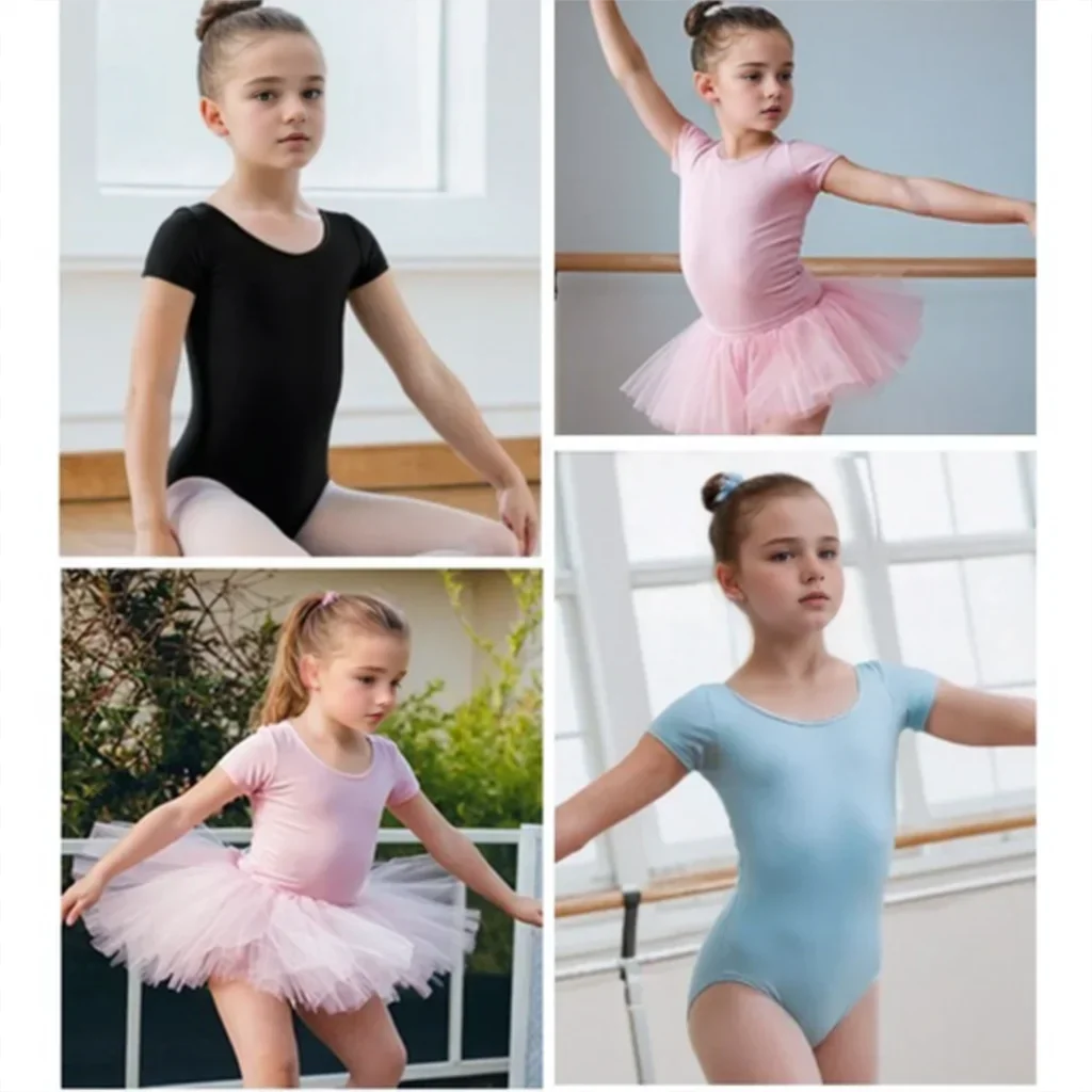 

Базовые танцевальные купальники с коротким рукавом для девочек, командная форма для балета, удобная одежда для тренировок, фитнеса и гимнастики