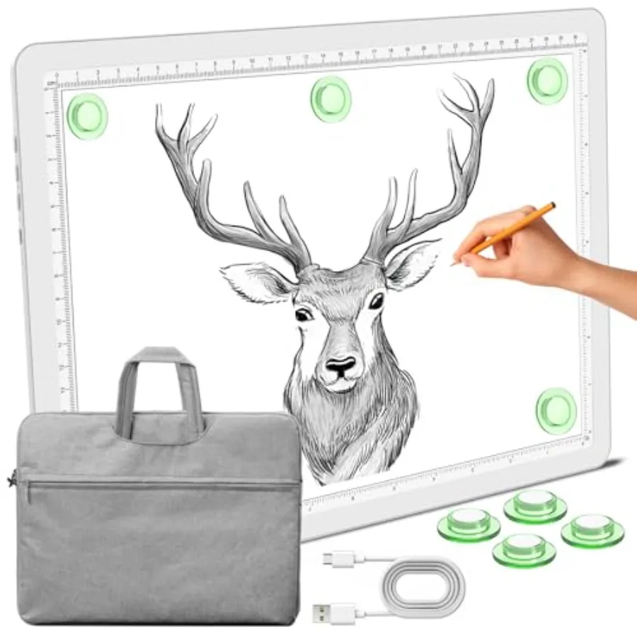 

Magnetic A4 Light Pad with Bag Super Bright Light Box with Side Button Diamond Art Light Board Lightbox for Tracing and Drawing