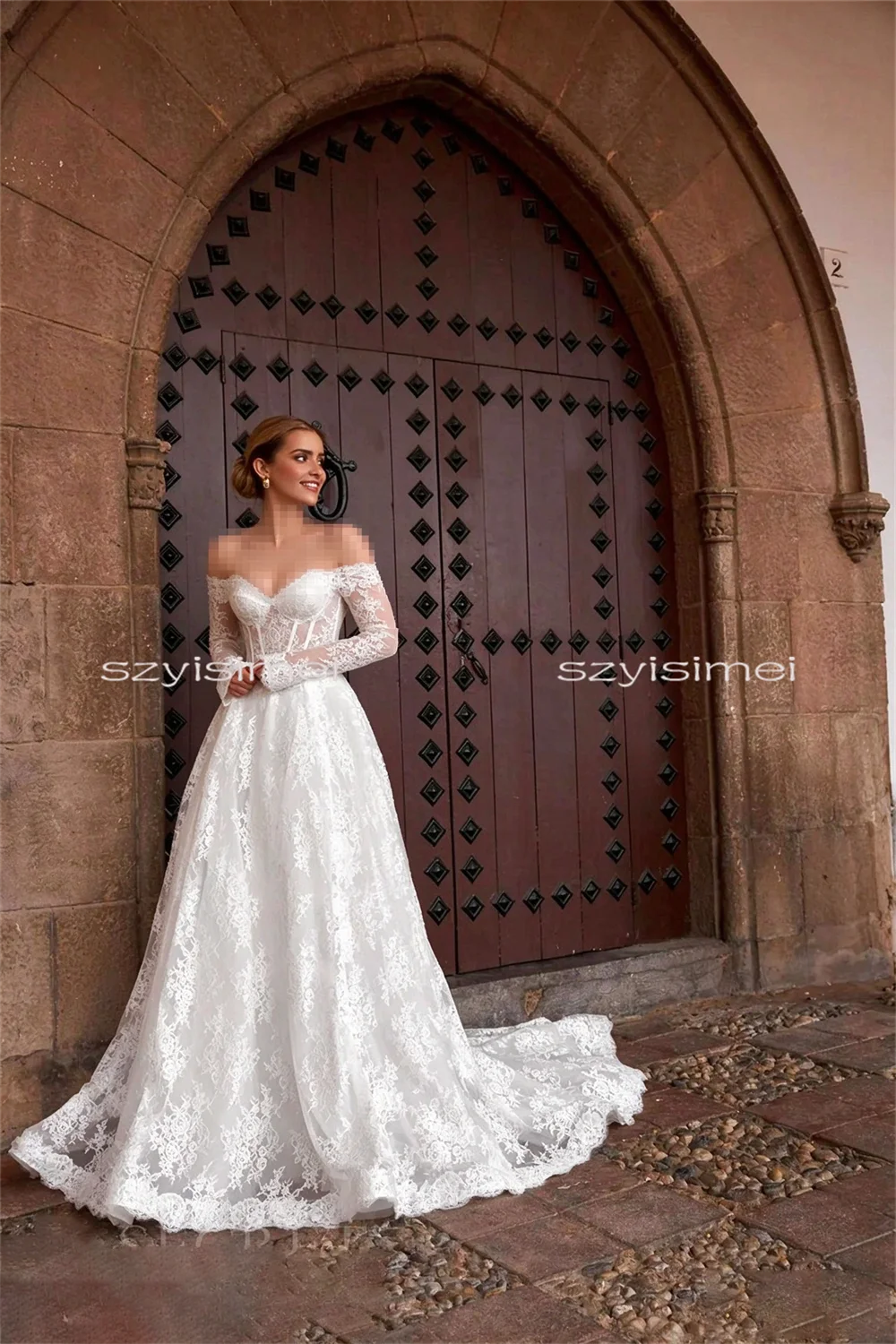 Customized Sweetheart Wedding Dress 3/4 Sleeve A-line Backless Lace Bridal Dresses For Wedding свадебное платье image 5