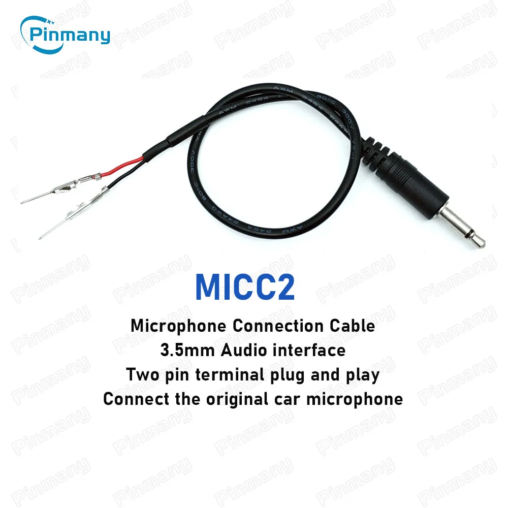 Car Radio Microphone Cable Adapter MICC2 Android Head Unit MIC Wire Harness Plug Socket Connector for Hyundai, KIA, Fiat