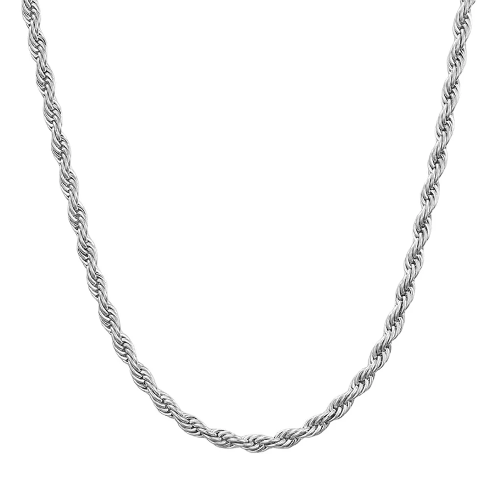 3MM Sterling Silver 925 Twist Rope Chain Men Women 18k Gold Plated Rope Chain Jewelry  Necklace 16-24“choker