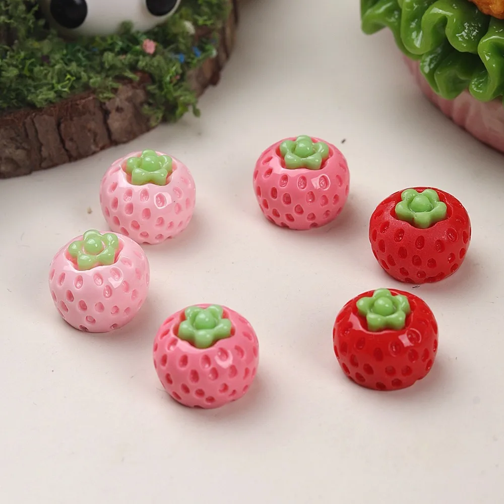 10pcs Mini Kawaii Cute Strawberry fruit Flat Back Cabochons Scrapbook Diy  Party Hairpin Accessories Home Decoration Craft