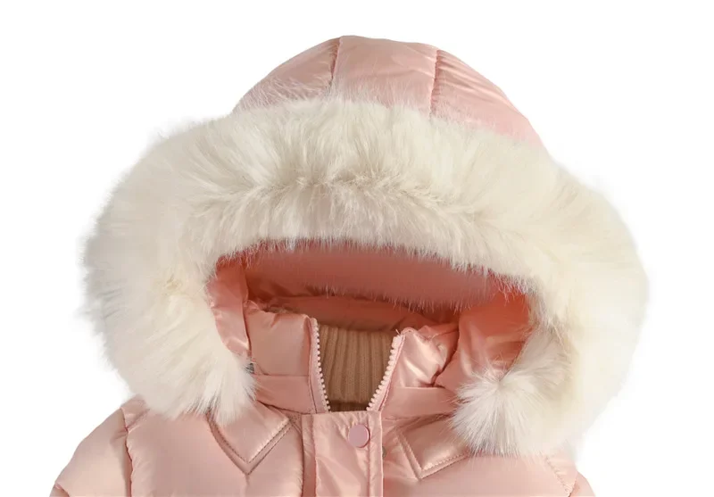 ZOETOPKID 2026 Winter-Frühlings-Jacke für Teenager-Mädchen, einfarbig, mit Plüschfutter, dick, warm, glänzend, wasserdicht, mit Kapuze, Parka für Mädchen – Detail 10