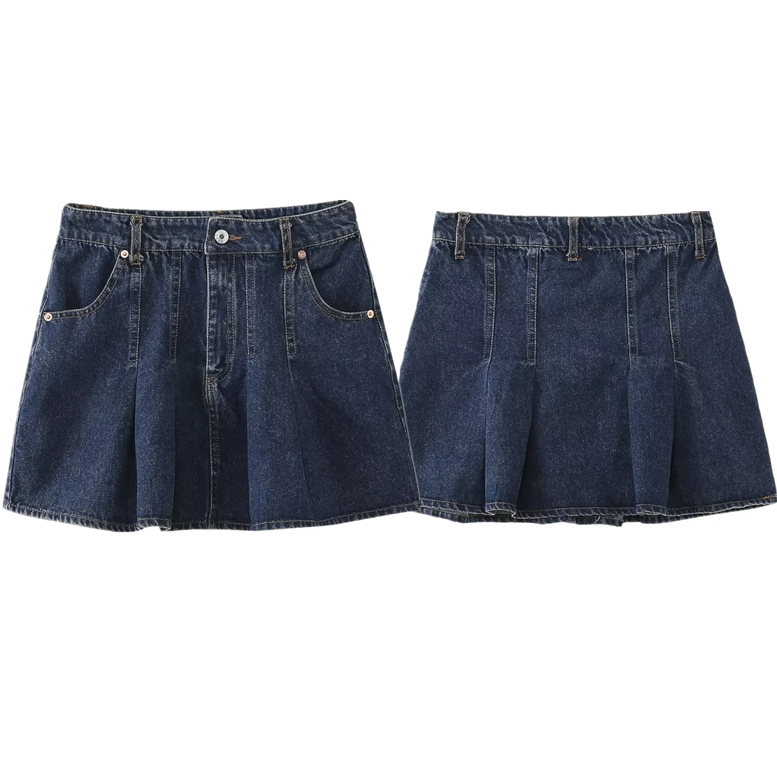 

Maxdutti British Fashion Blogger Mini Skirt High Street Pleated A-line Denim Skirt High-Waisted Sexy For Women