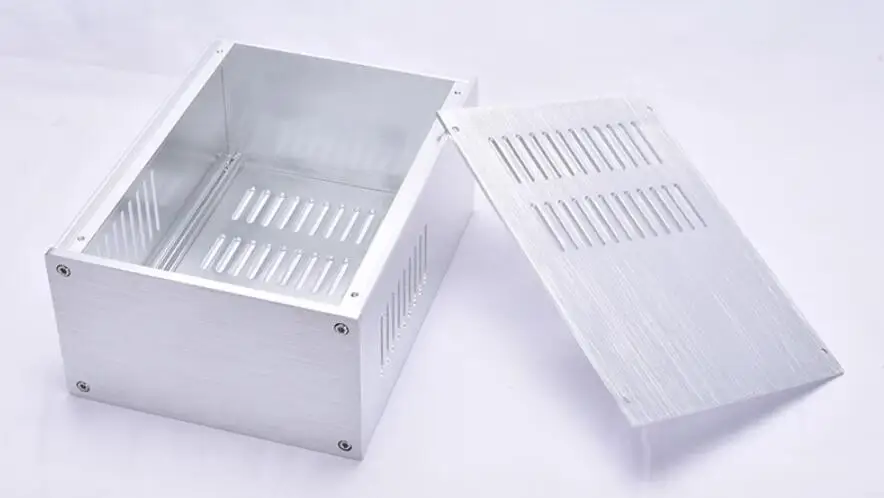 

168*100*229mm silver full aluminum surround heatsink audio power amplifier PSU DIY box