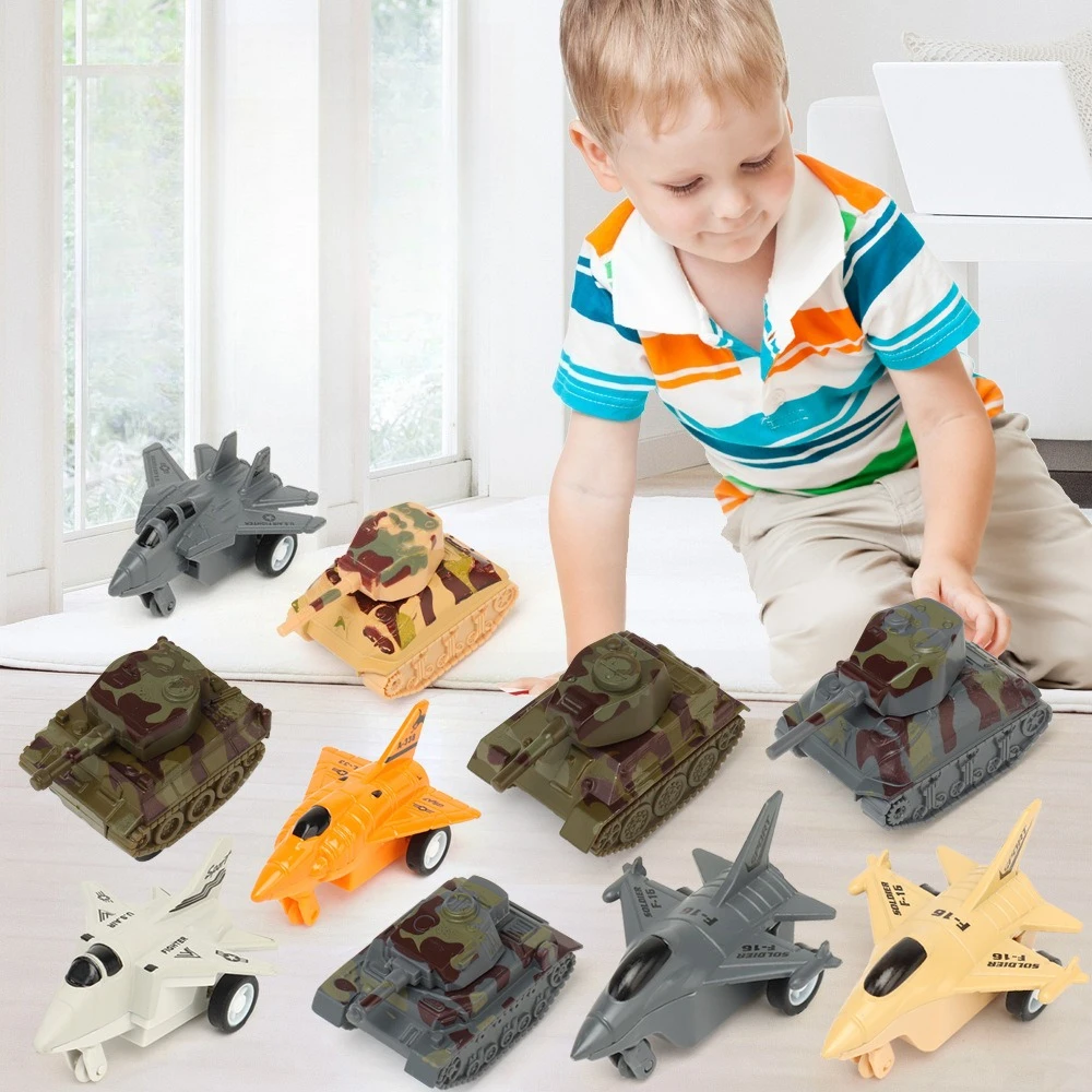 

Children's Toys Palm Treasure Mini 5CMQ Version Pull-back Alloy Aircraft Tank Model Can Be Matched with Parking Scenes