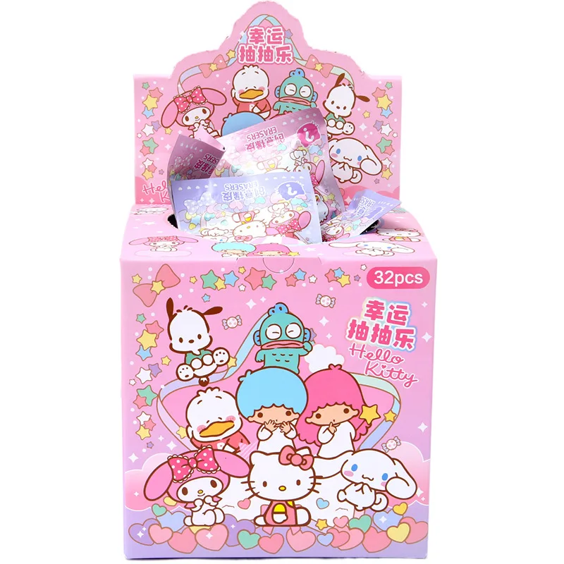 Sanrio Cartoon Mystery Box Hello Kitty My Melody Kuromi Cinnamoroll Detachable and Assemble-able 3D Erasers for Student Supplies