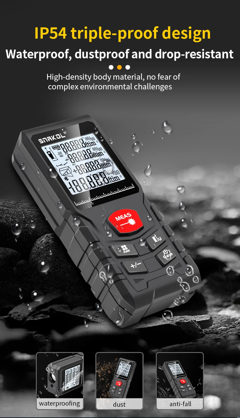 SNAKOL SK-120 Laser-Entfernungsmesser, 50/70/100/120 m hochpräziser Entfernungsmesser, IP54 wasserdichtes digitales Messwerkzeug – Detail 5