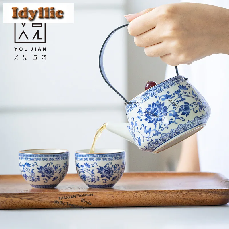 Corianderma Truncatula Tea Set Complete Set Retro Hand Grasp Pot Tea Ceremony Set Teapot And Tea Cup Set Tea Items Collection