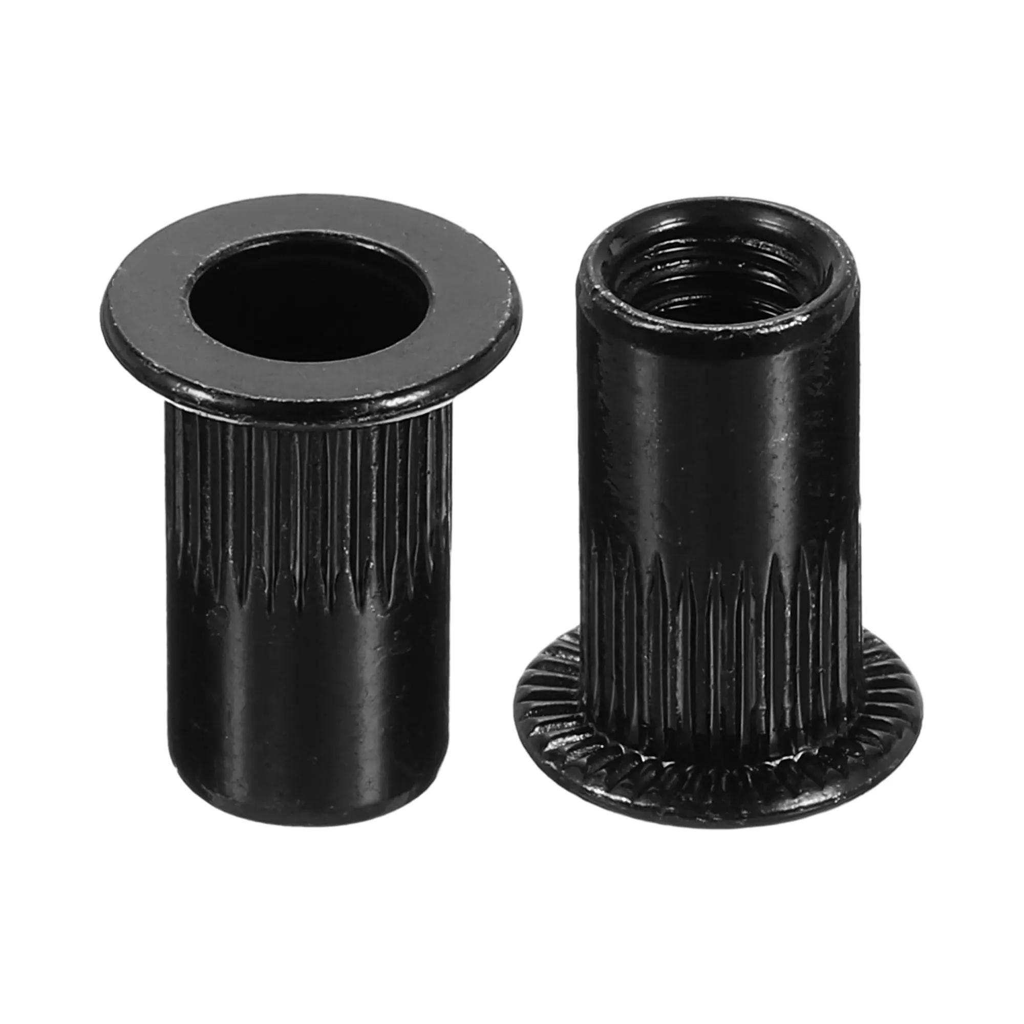 

Uxcell 40/60/80pcs M5 M6 M8 M10 M12 Rivet Nuts Carbon Steel Knurled Flat Head Threaded Insert Nut Black