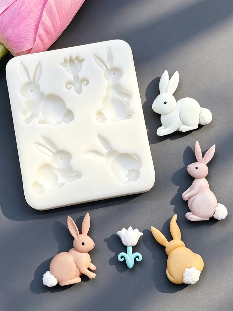 Forma silikonowa do dekoracji ciast i babeczek z motywem Wielkanocnego Króliczka, do czekolady, fondantu i innych słodyczy. — zdjęcie 2