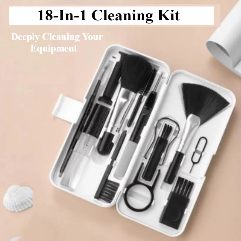 18-In-1 Cleaner Set Portable Storage Type Cleaning Tools Used for Universal Digital Product - Phone, Tablet, Camera & Laptop