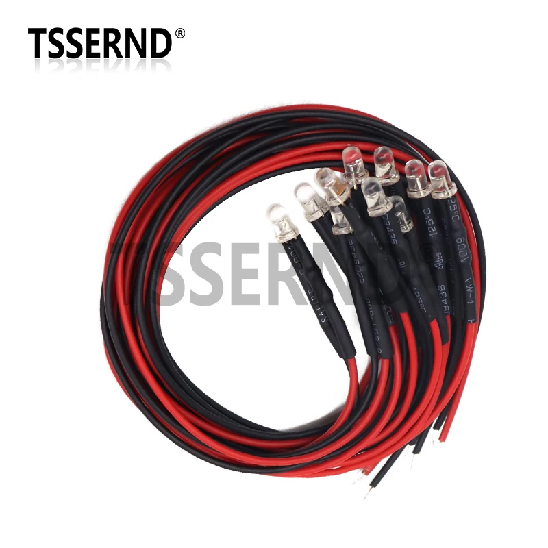 10 шт. 3 мм светодиод 5-12 В 20 см предварительно смонтированные белые, синие, красные, зеленые, желтые УФ-диодные лампы RGB, украшения, светоизлучающие диоды, предварительно припаянные