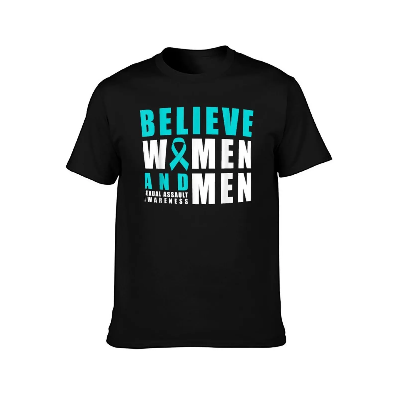 Belive Women & Men Sexual Assault Awareness Ribbon T-Shirt, Summer Casual Cotton Tee, Oversized Streetwear Tops, 100% Cotton