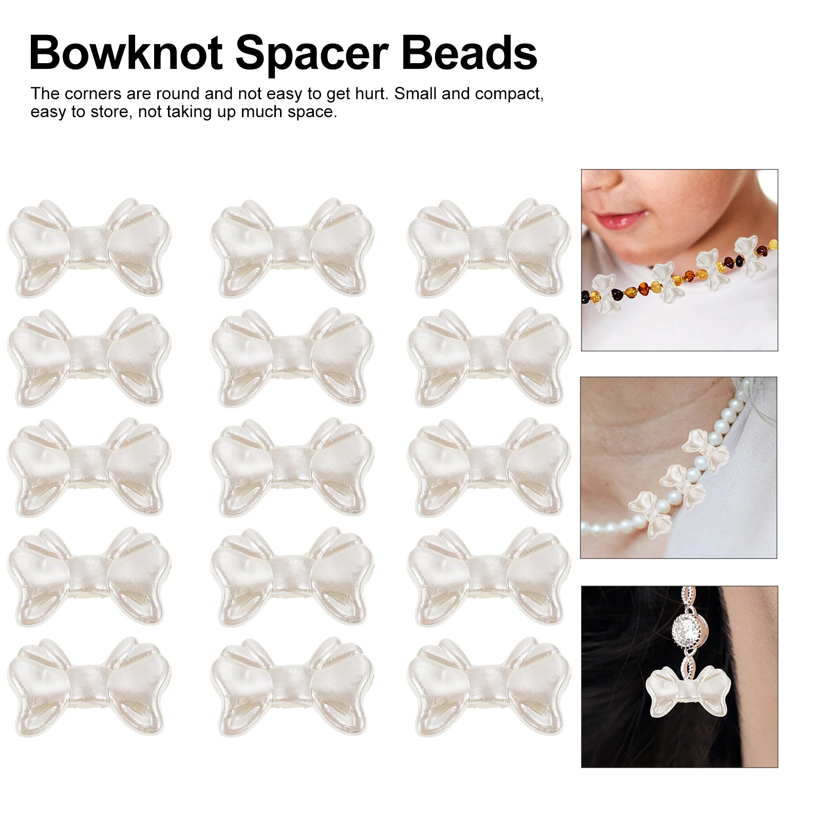 

300pcs Earrings Material Bowknot Beads DIY Accessories Plastic Plastic Bow Beads Spacer Necklace Making Handmade Gifts