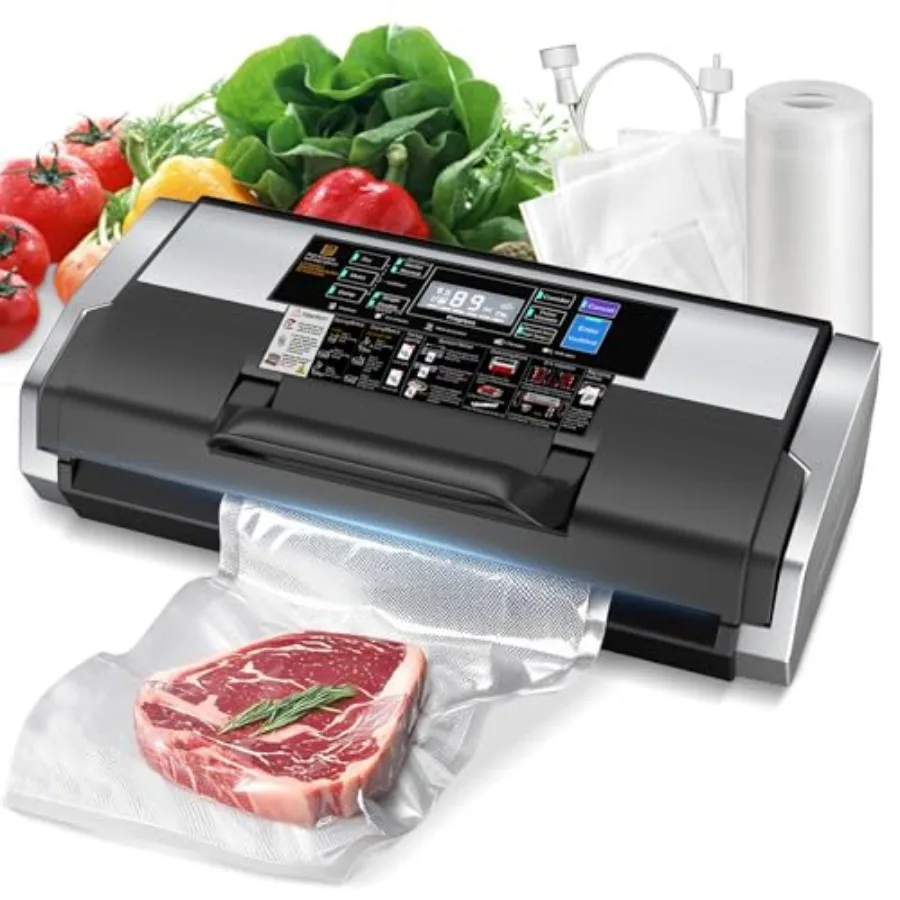 

95KPa Vacuum Sealer Machine - Fully Automatic Commercial Food Sealer with 10-in-1 System Double Heat Seal Easy-Lock Handle Buil